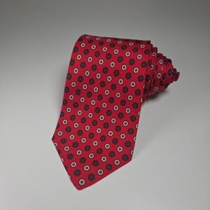 Brooks Brothers Red Tie with White & Blue‎ Star Pattern Details 100% Silk
